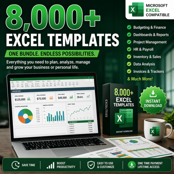 8,000+ Excel Templates Bundle